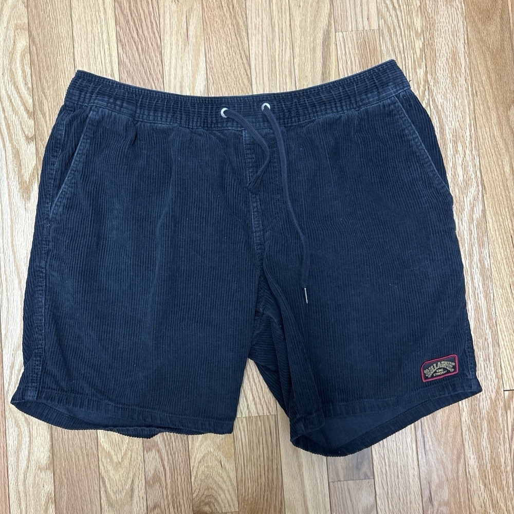 Billabong x King Stingray Black Wide Corduroy Cotton Drawstring Shorts - Large